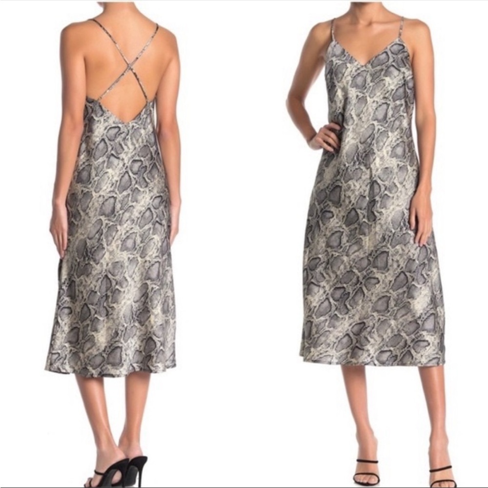 Lovestitch Sexy Edgy Snake Print Silky Satin Slip Dress 90’s Y2K Vintage Look